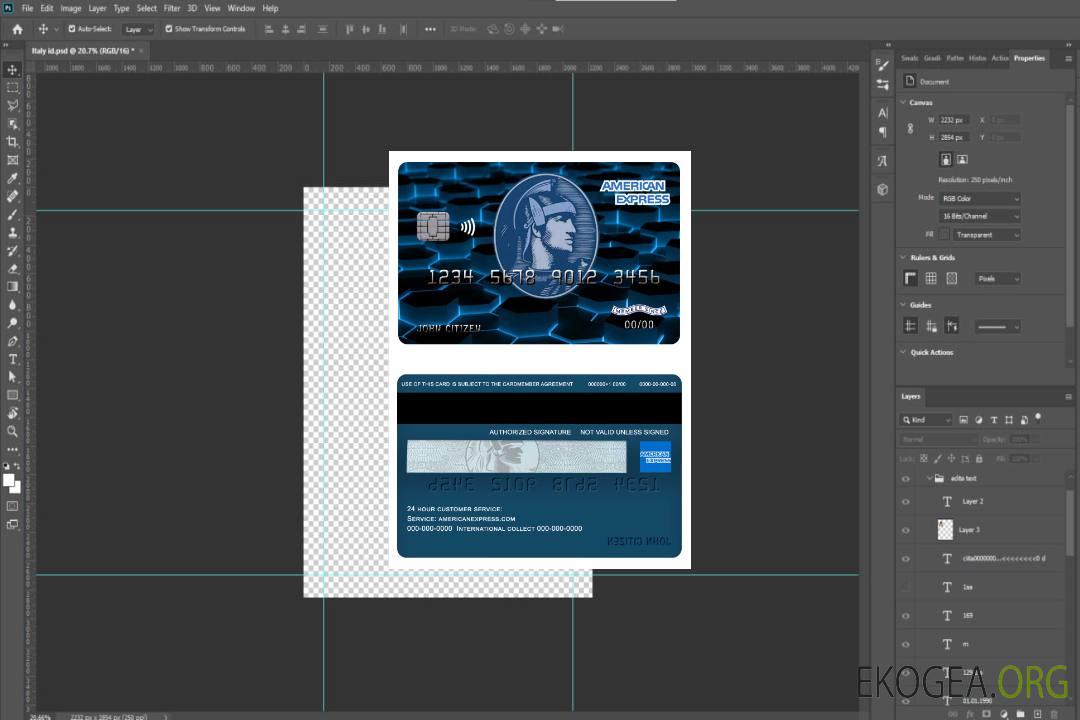 USA New York American Express Blue carte de crédit bancaire template